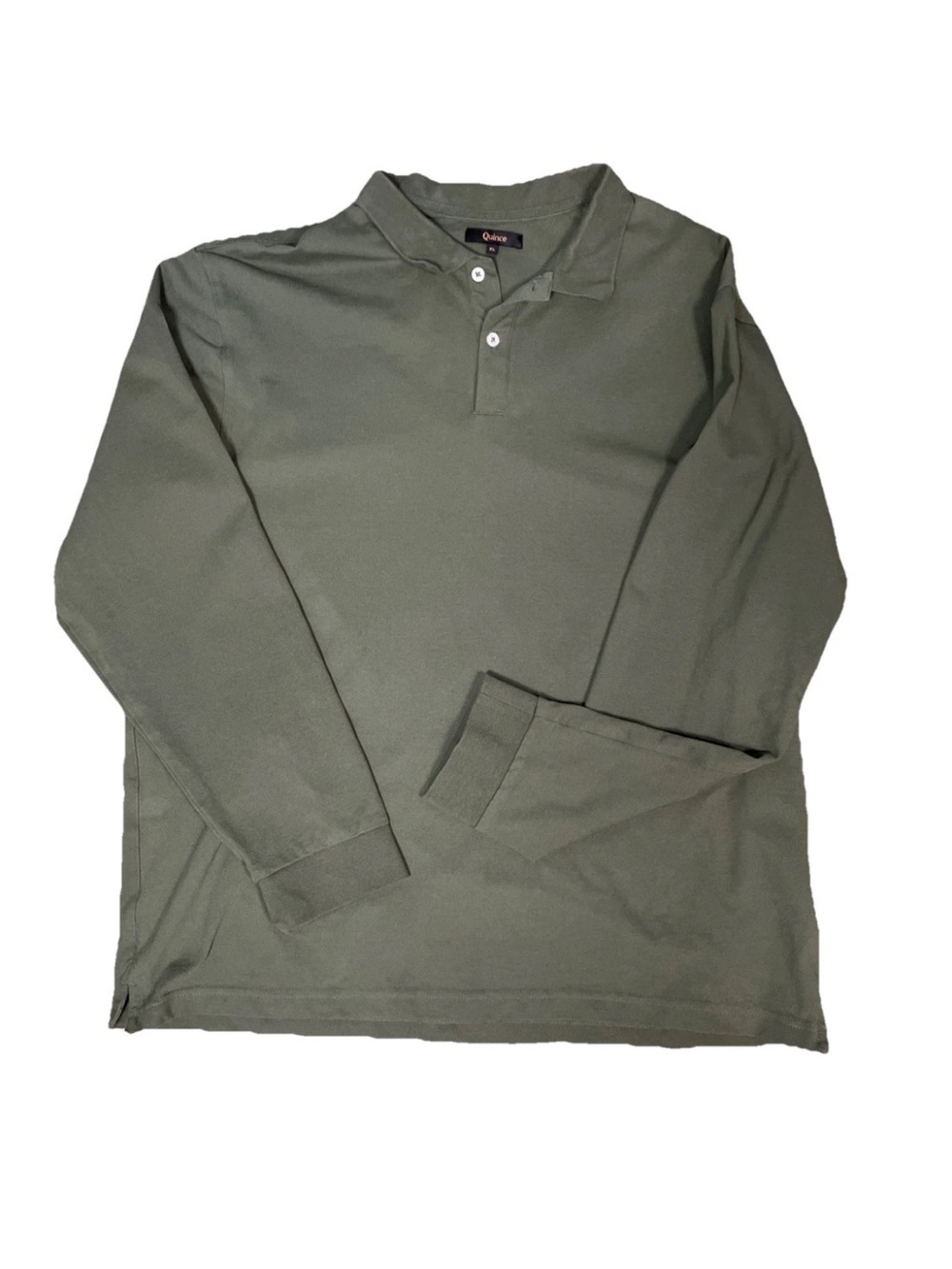 Quince Organic Cotton Long Sleeve Pique Polo Loden Green Mens Size XL LB125392